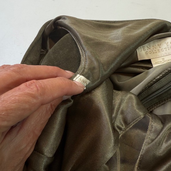 Jenny Yoo Velvet Maxi Dress Formal Gown Sleeveless Olive‎ Green Size 2 - Picture 9 of 9